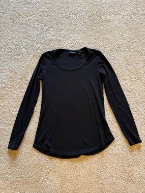 Jones New York Black Long Sleeve Scoop Neck Top